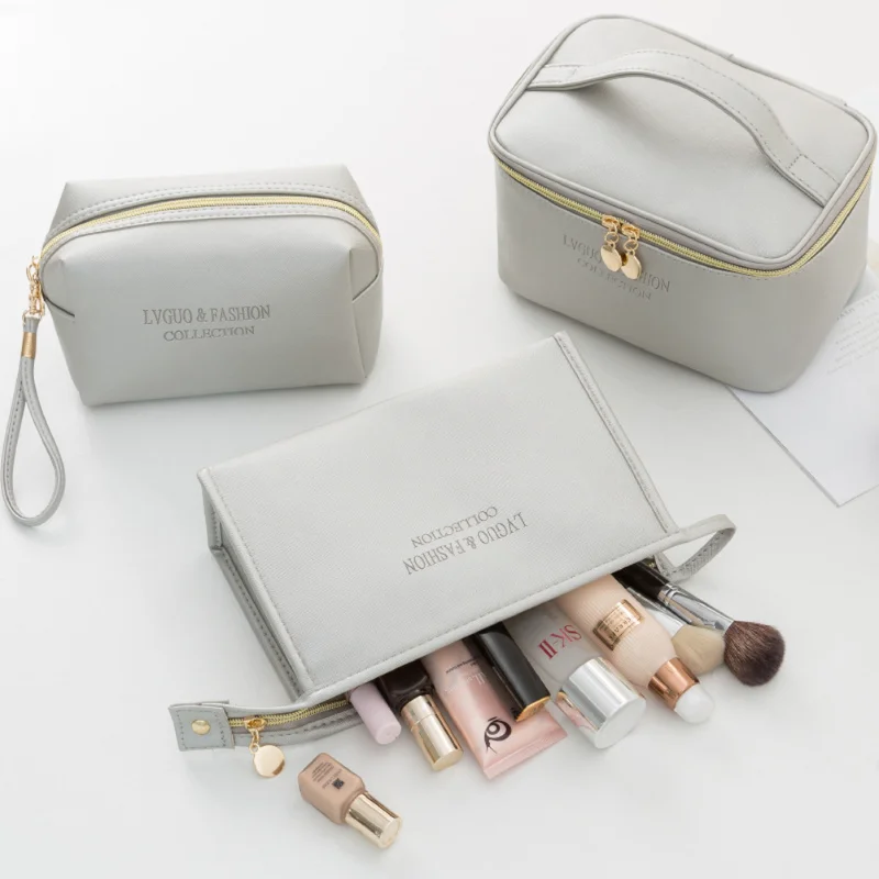 

Bag Organizer Large Ladies Cosmetic Bag PU Leather Waterproof Zipper Cosmetic Bag Travel Washing Sundries Phone Storage Bag