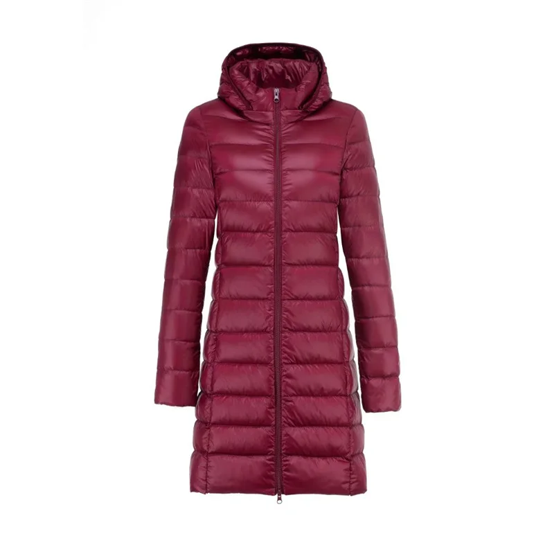 8XL Ladies Long Warm Down Coat With Portable Storage Bag Women Ultra Light Down Jacket Women's Overcoats Hip-Length