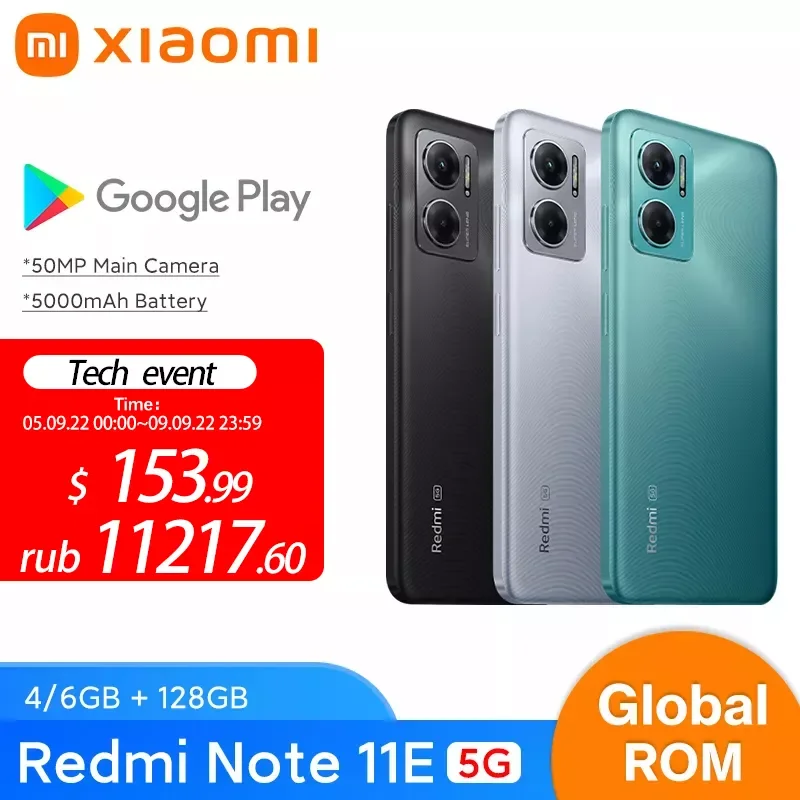 

Смартфон Xiaomi Redmi Note 11E 11 E, 4 + 128/6/128 ГБ, 700 дюйма, 50 МП