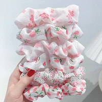 2022 new spring trendy elastic rope ribbon hair scrunchies large intestine hair circle pink color floral string ribbons