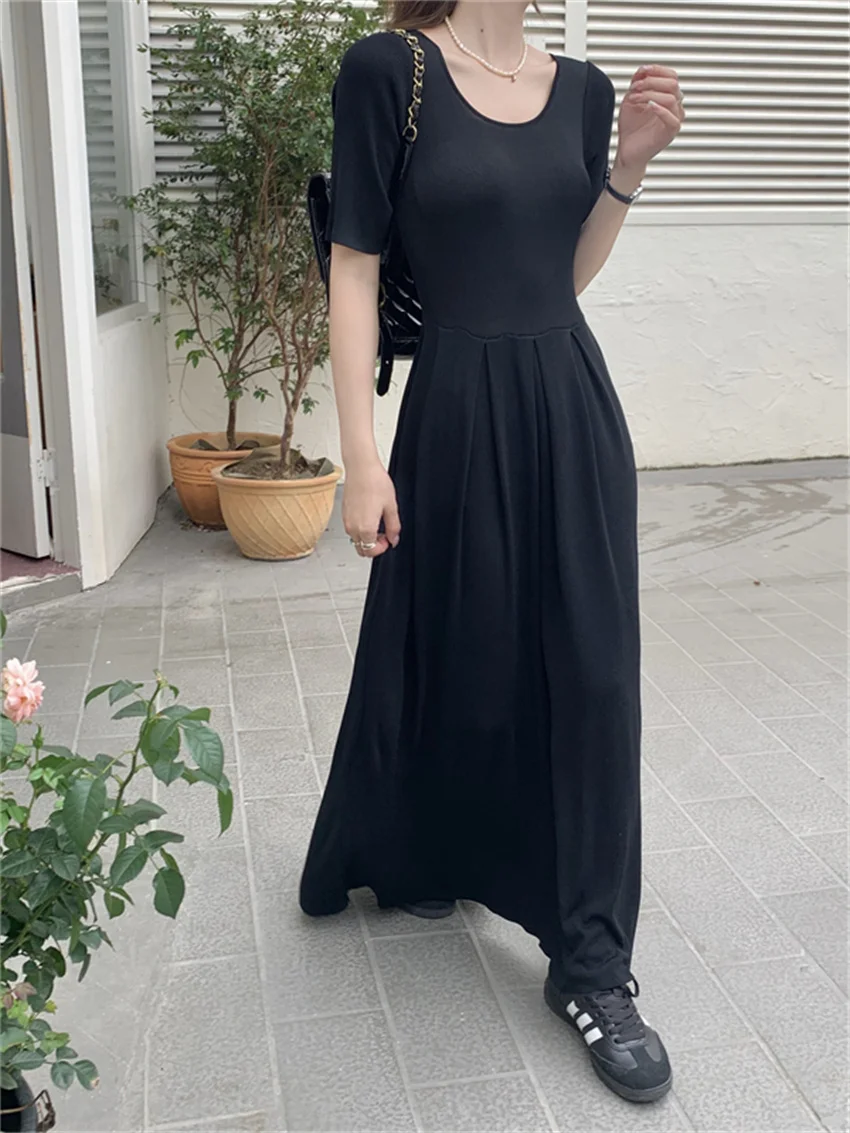 

Женское облегающее длинное платье Alien Kitty, черное однотонное летнее платье с коротким рукавом, новинка 2023, офисное винтажное повседневное нежное офисное Дамское Платье