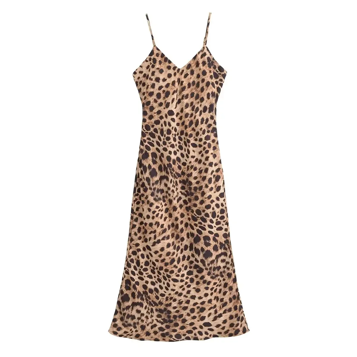 Женская одежда новое шикарное модное атласное платье миди в полоску с животным