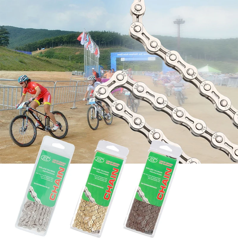 

6 7 8 Speed Outdoor Bike Chain Stable Titanium Plated Current 11V 12V Silver Brown Chain Mountain Road Bike Accessories