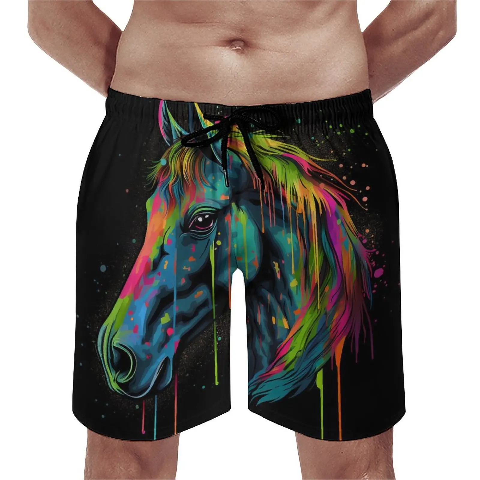

Horse Board Shorts Psychadelic Grafitti Casual Beach Short Pants Man Custom Sports Quick Dry Beach Trunks Gift