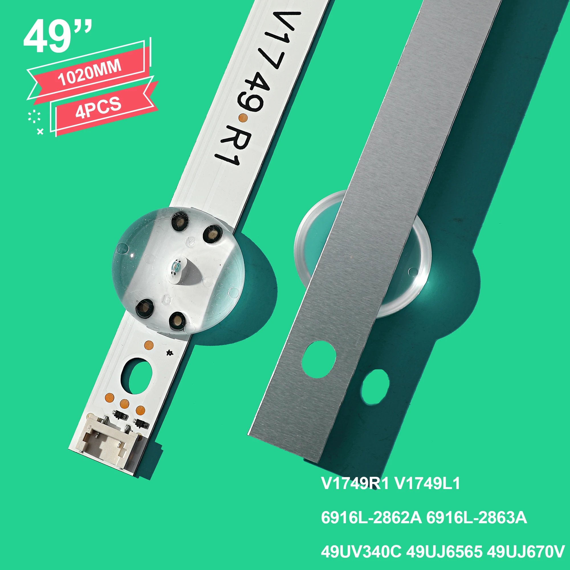 LED strip For LIG 49UV340C 49UJ6565 49UJ670V 49 V17 ART3 2862 2863 6916L-2862A 6916L-2863A V1749R1 V1749L1