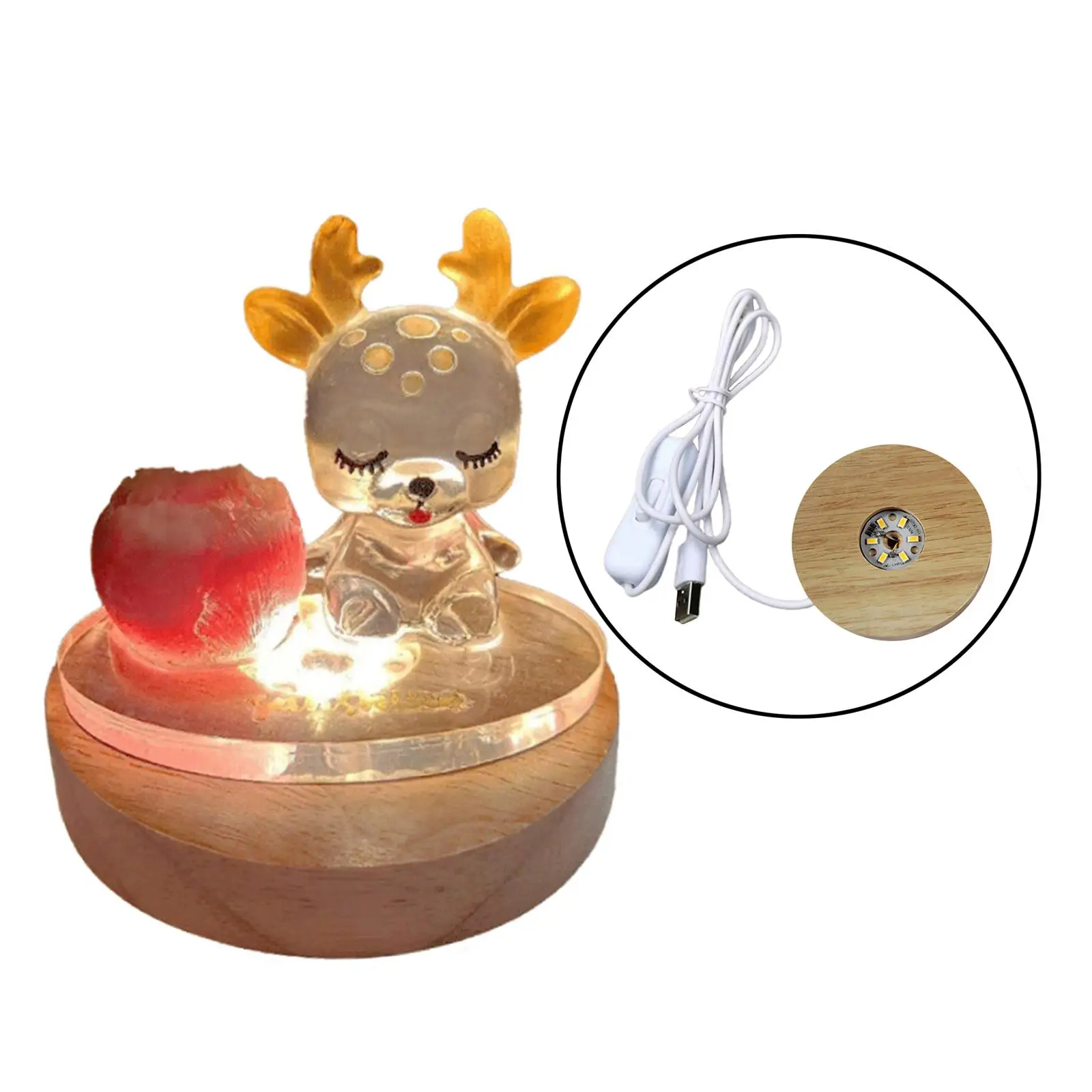 

Wooden LED Night Light Base Acrylic Display Holder Lamp for Crystals Art
