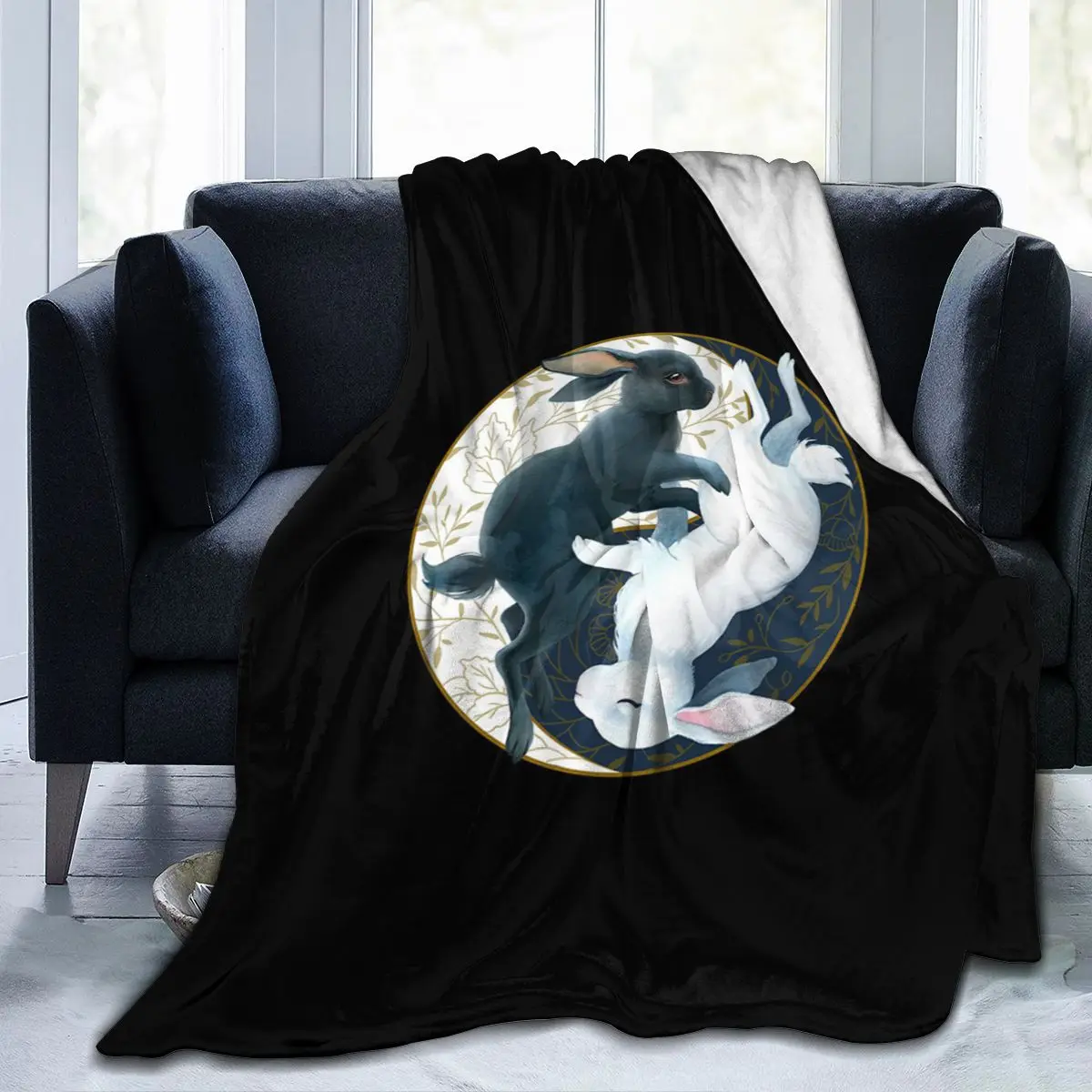 

animal 3D printing Rabbit printed blanket bedspread blanket retro bedding square picnic wool soft blanket