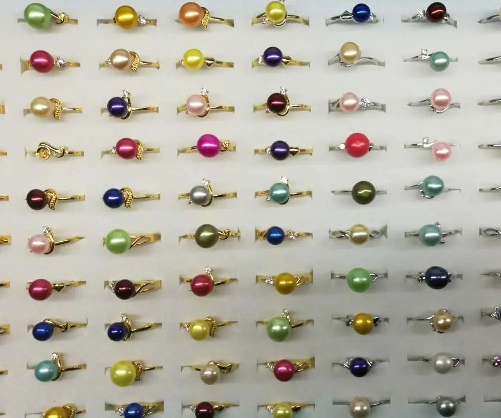 

wholesale 20 pcs Various mix 100% real pearl rings free shipping