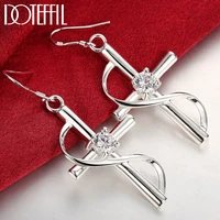 doteffil 925 sterling silver aaa zircon cross drop earrings charm women jewelry fashion wedding engagement party gift