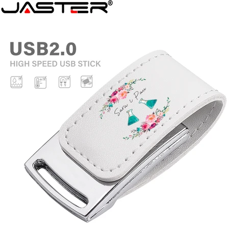 JASTER Кожаный флэш-накопитель 128 ГБ с бумажной коробкой USB 2.0 Флэш-накопители 64 ГБ 32 ГБ 16 ГБ Бесплатный индивидуальный логотип свадебная карта памяти