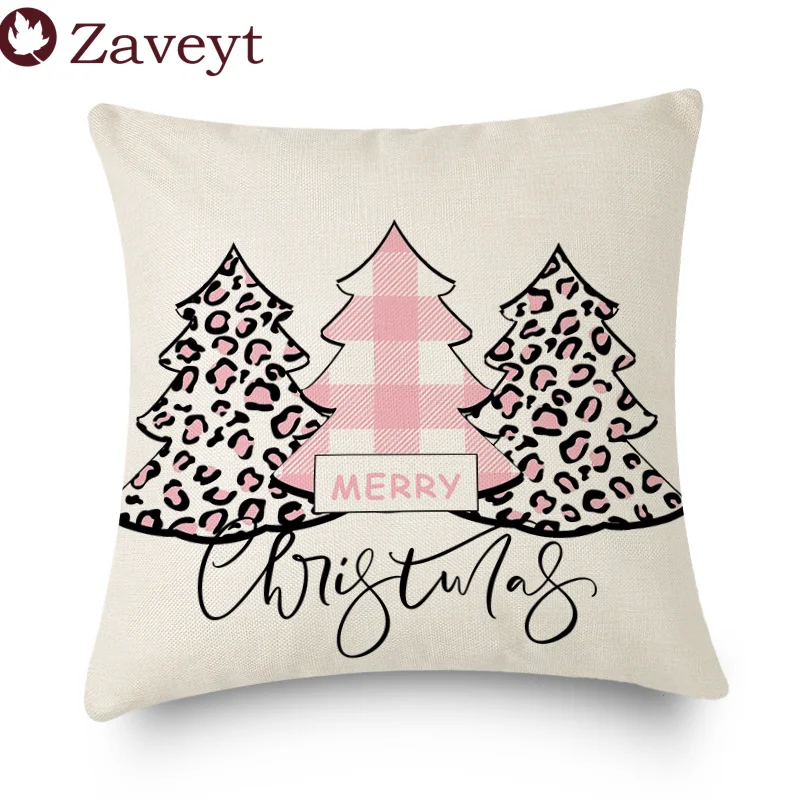 

Pink 2023 Christmas Decor Pillowcase Cute Snowflakes Throw Cushion Pillow Cover Kawaii Home Holiday New Year Linen Decoration