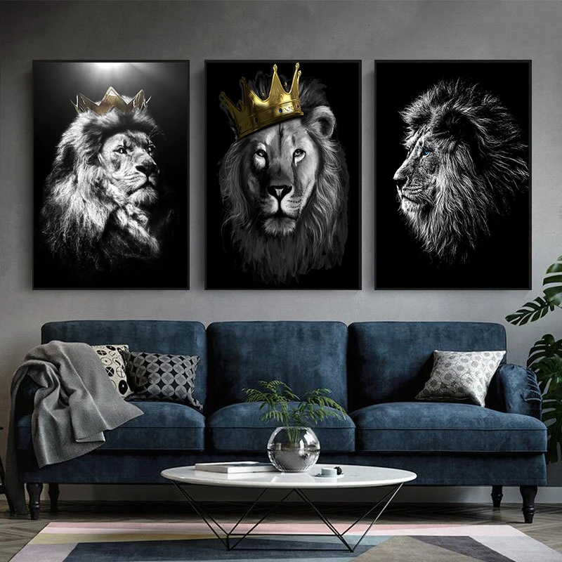 

Lion King Animal Art Canvas Posters and Prints Modern Painting Wall Pictures for Living Room Home Decoration Cuadros