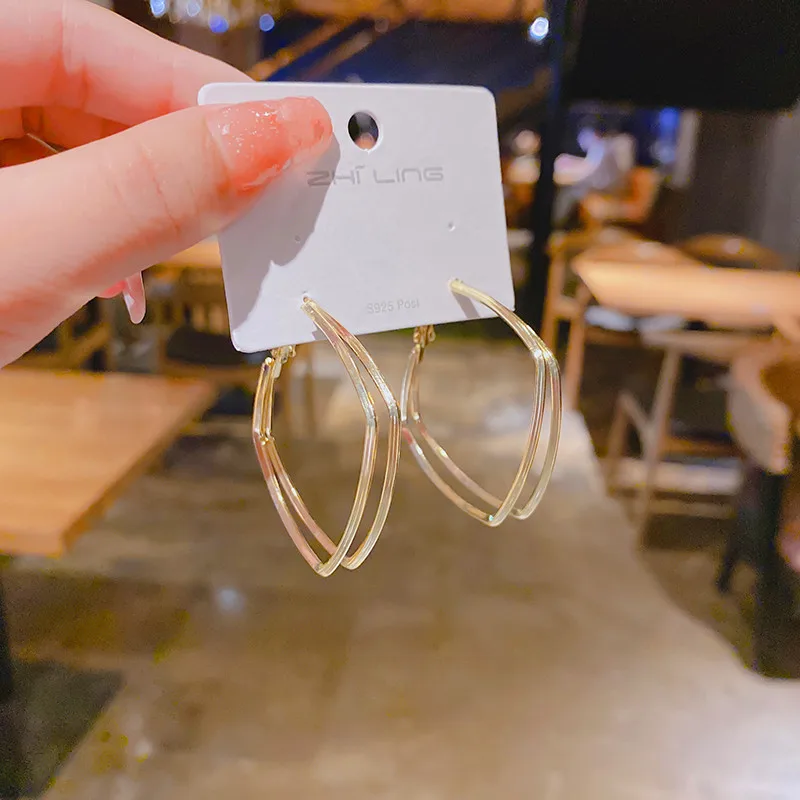 

S925 Silver Needle Niche Design Sense Geometric Square Earrings Women's 2022 New Trendy Earrings High-grade Atmospheric Earrings