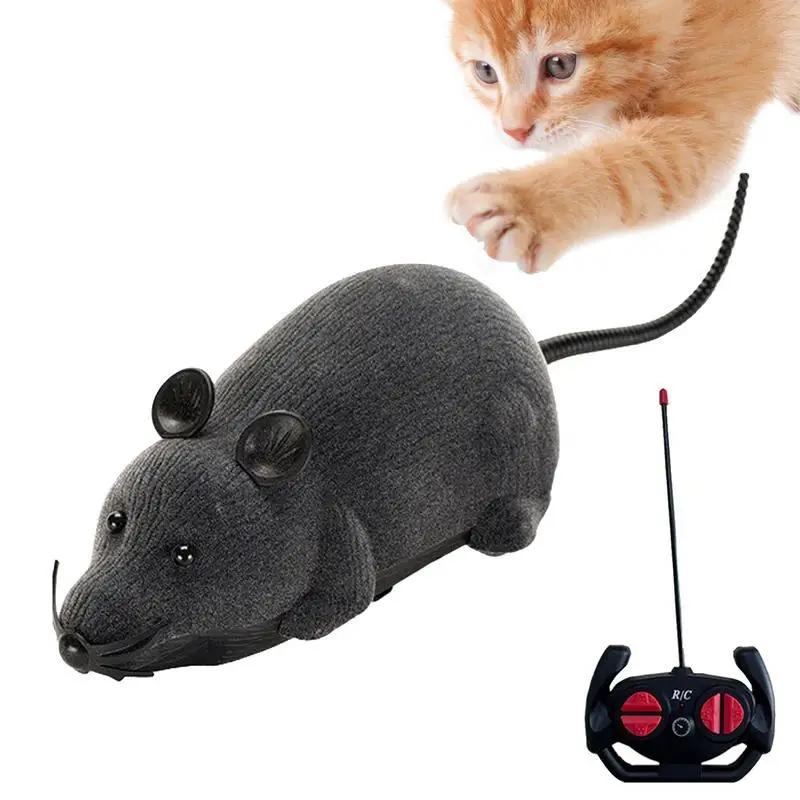 

Remote Control Mouse Electronic Motion/Moving Toys For Cats Squeaky Mouse Cat Toy Battery Powered Mimics Motion Of Real Prey Fun