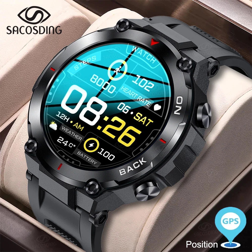 

SACOSDING Men Smart Watch GPS Outdoor Sport Fitness Tracker Bracelet Big Battery Super Long Standby Health Monitoring Smartwatch