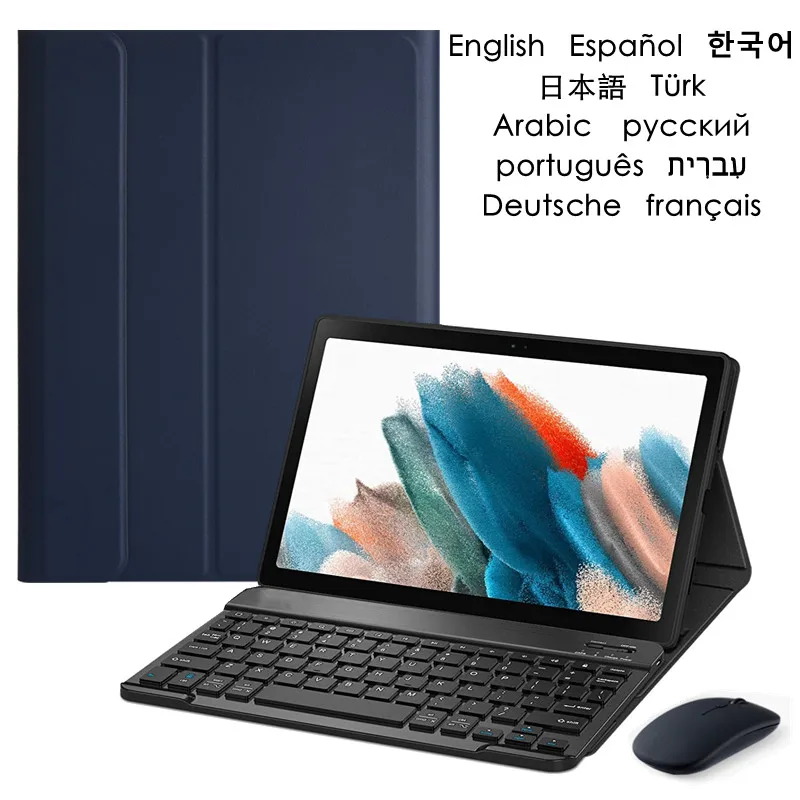 

Чехол с клавиатурой для Samsung Galaxy Tab A8 10,5 дюйма, 2021 дюйма, фонарик X205, чехол-подставка, магнитно съемный чехол для беспроводной клавиатуры, чехо...