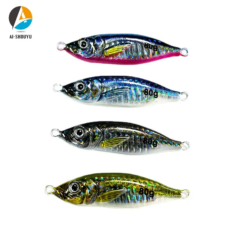 

AI-SHOUYU 1pc Metal Jig Fishing Lure 60g 80g Japan Model Trolling Jigging Lead Head Lure Hard Bait Boat Fishing Gears
