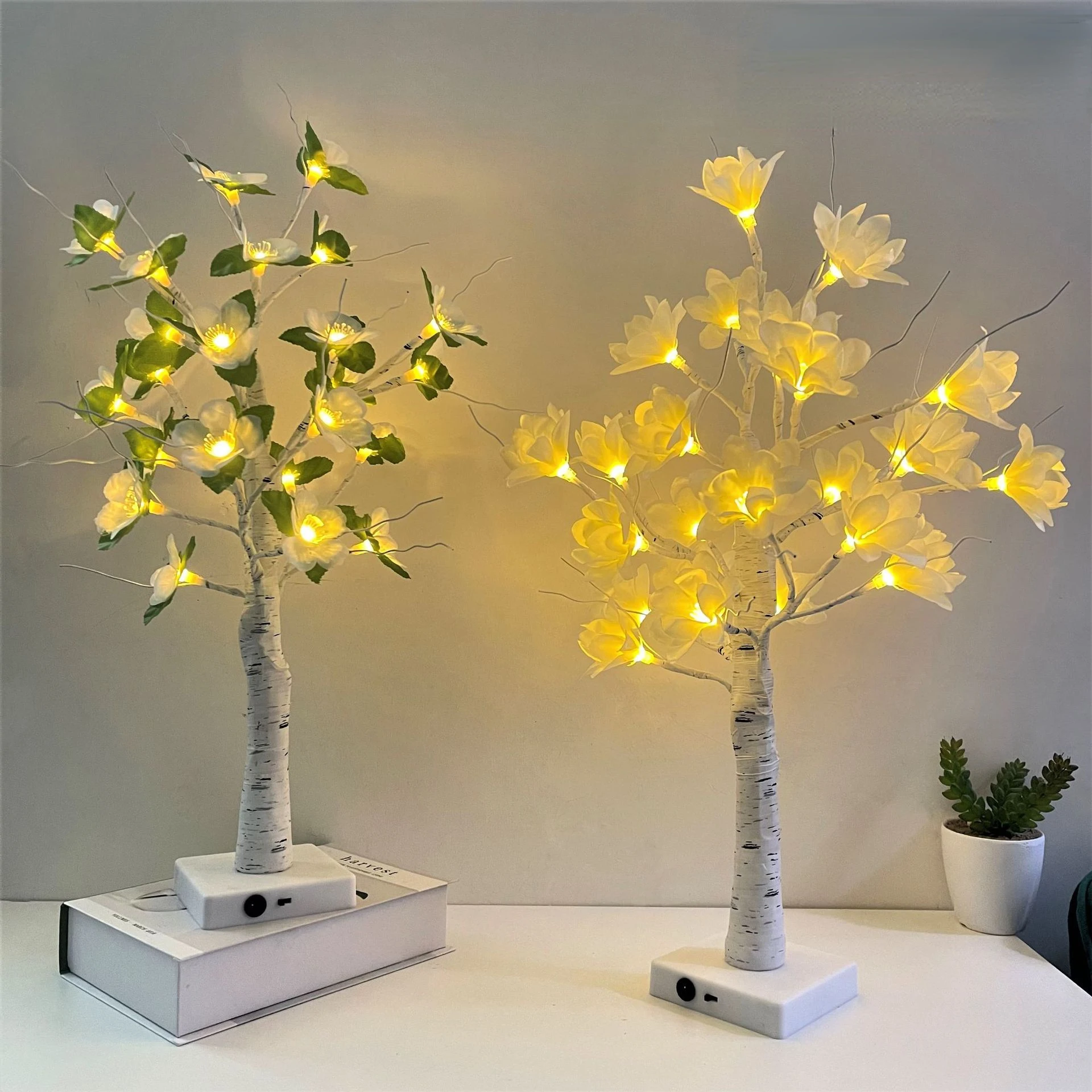 

60cm led simulation tree light camellia lantern Christmas day room bedside decoration table lamp birch tree night light