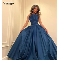 verngo dusty blue taffeta long evening dresses strapless draped saudi arabic women formal prom gowns vintage party event dress
