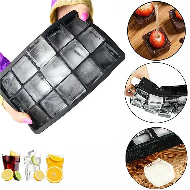

6/15 Grids Big Ice Tray Mold Large Food Grade Silicone Ice Cube Square Tray Mold DIY Ice Maker Ice Cube Tray