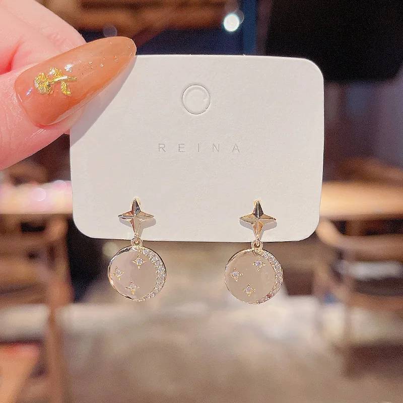 

2022 New S925 Silvers Vintage Circle Inlaid Drop Earrings Design Jewellery for Woman Classic Wholesale Earrings Fashion