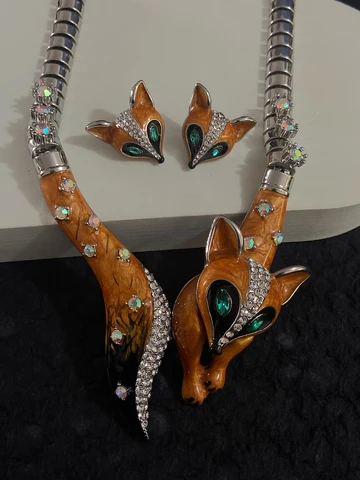 Винтажное ожерелье с лисьими ушками для тяжелой промышленности для внешней торговли среднего возраста, европейские и американские преувеличенные персонализированные креаты