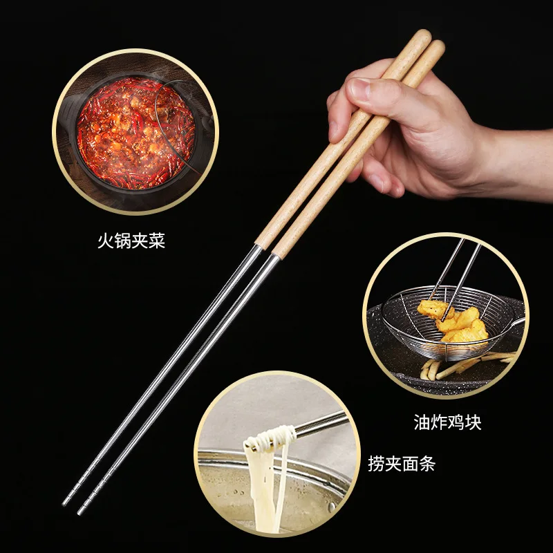 

Посуда из нержавеющей стали многоразовая жареная Горячая лапша палочки для еды Стальные палочки для еды длинный горшок глубокие палочки для еды готовка китайские металлические