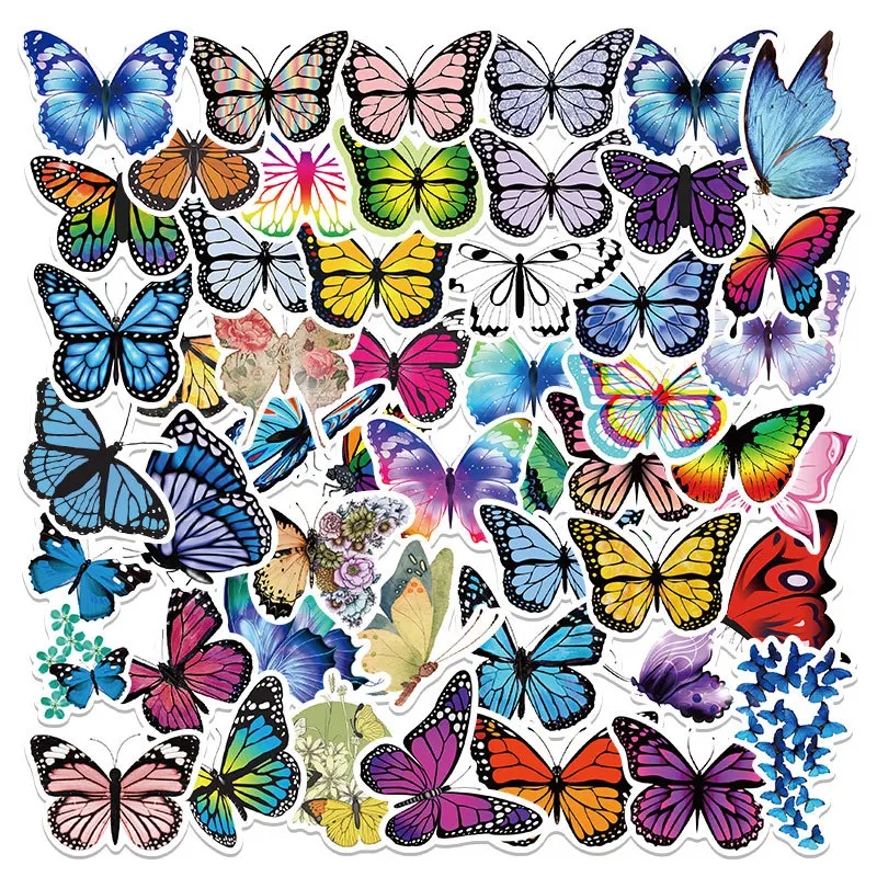 

50pcs Colorful Butterfly Graffiti Stickers Suitcase Laptop Suitcase Waterproof Stickers