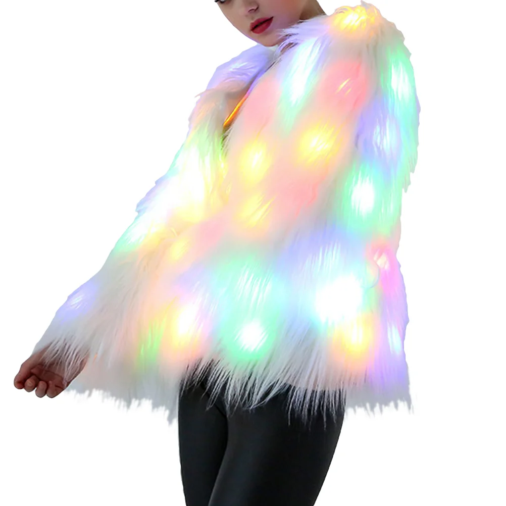 

Coat Rainbow Sparkly Furry Rave Costume Luminous Outwear Fancy Party