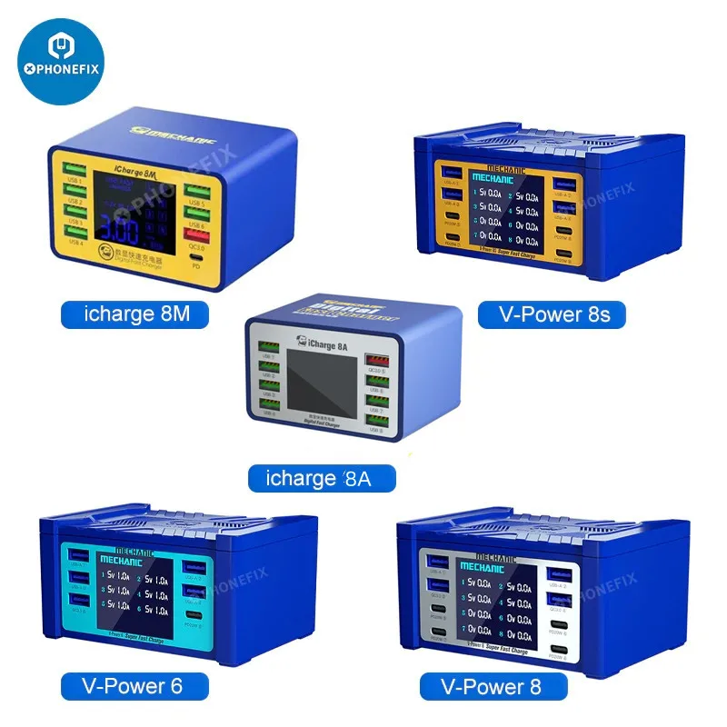 Супербыстрое зарядное устройство MECHANIC V-Power 6 8 8S с портом USB QC3.0 PD для зарядки, 55 Вт, 100 Вт, 155 Вт, для ipad, мобильных телефонов, умных часов