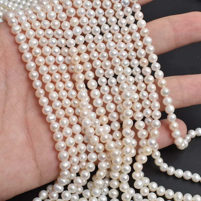 

Hot Selling Natural Freshwater Pearls 4-5 Near Round Loose Beads DIY Necklace Bracelet Beaded Semi-Finished Material Accessories