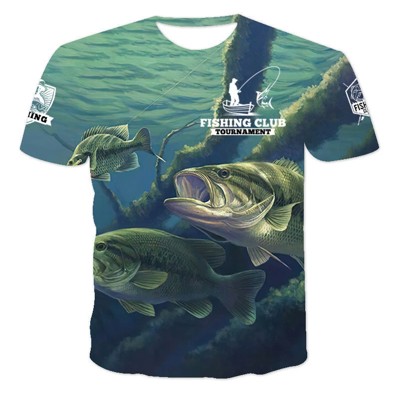 

2022 3D fish print T-shirt men and women youth fashion trend casual shirt oversized short-sleeved sports top new