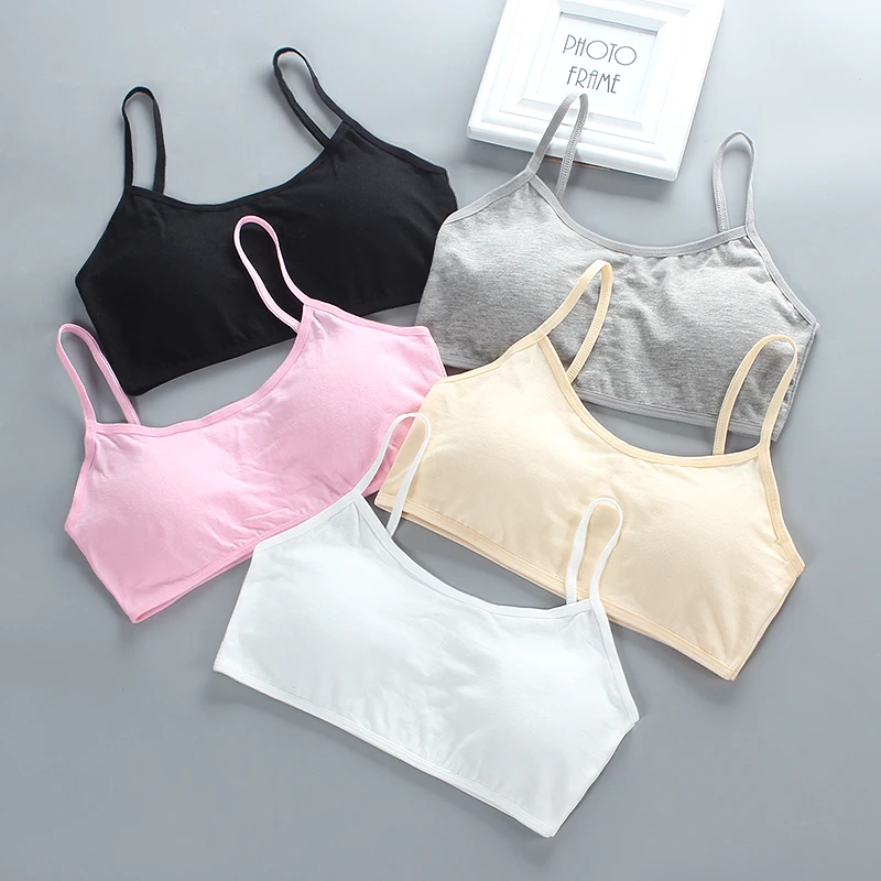 5pc/lot Girl Bra Sport Cotton Soild Kids Underwear for Teenagers Young Girls Small Wireless Training 8-14Years