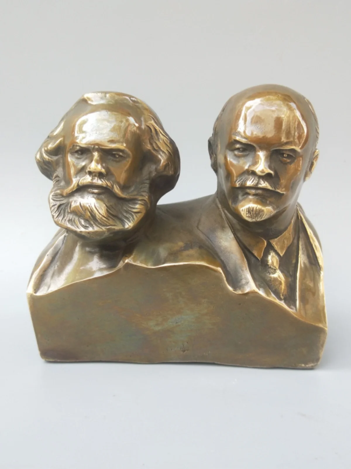 Статуэтка Маркса и Ленина из античной бронзы латунный бюст фигурок