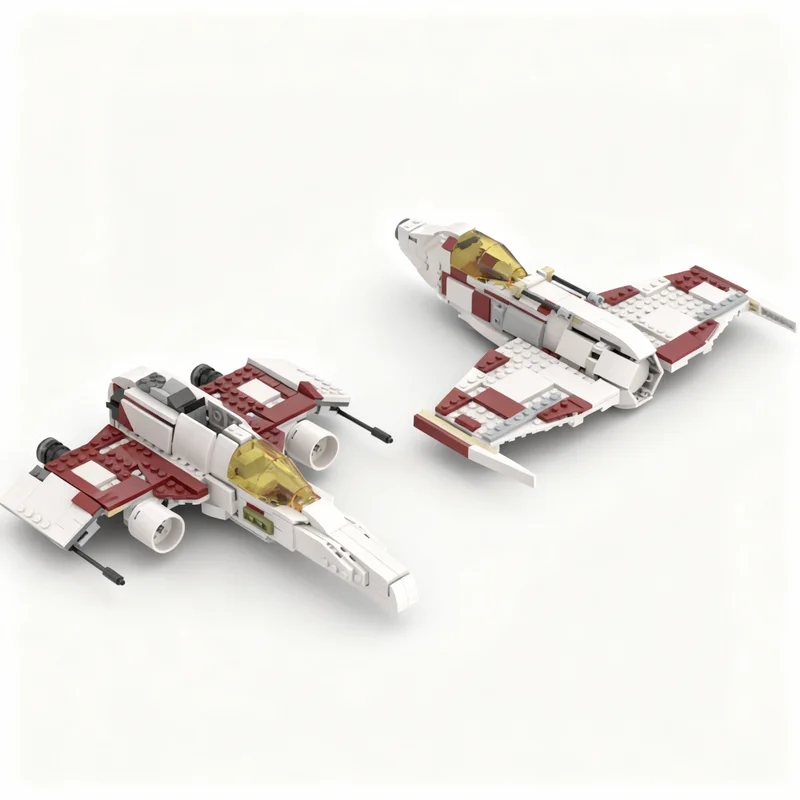 Фото Набор из 728 деталей MOC: Модель звездолета E-Wing Shin Hati S Starfighter для сборки, конструктор, архитектурные блоки, идея для рождественского подарка детям №1