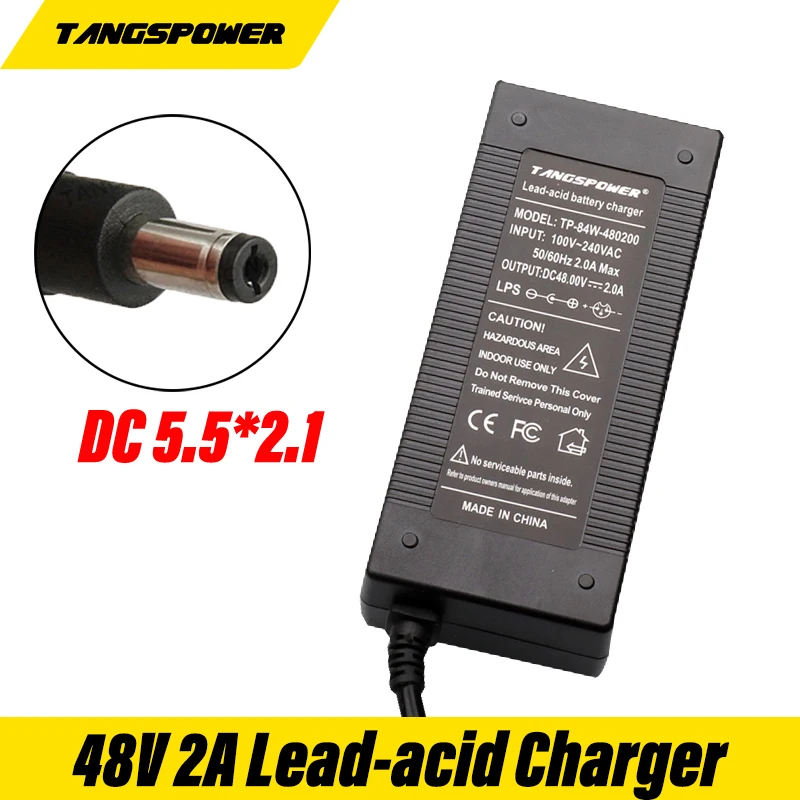 

48V 2A Lead Acid Electric Bike Charger For 57.6V Lead Acid Battery Electric Bicycle Scooters Motorcycle Charger DC5.5*2.1 Plug