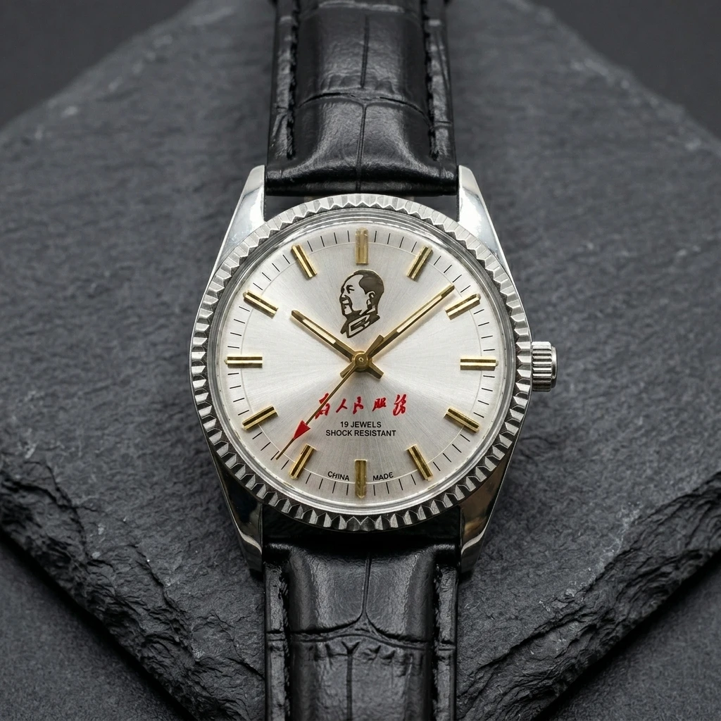 Фото Винтажные механические часы Shanghai Brand с 17 камнями, ручным заводом, ударопрочные, с кожаным ремешком, для повседневной носки №5