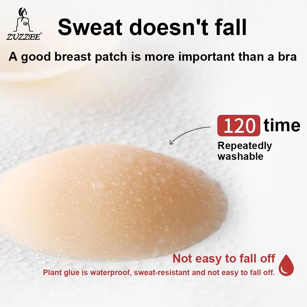 

ZUZZEE 2pcs Women Nipple Covers Reusable Solid Silicone Chest Stickers Invisible Adhesive Bras Woman Intimates Accessories
