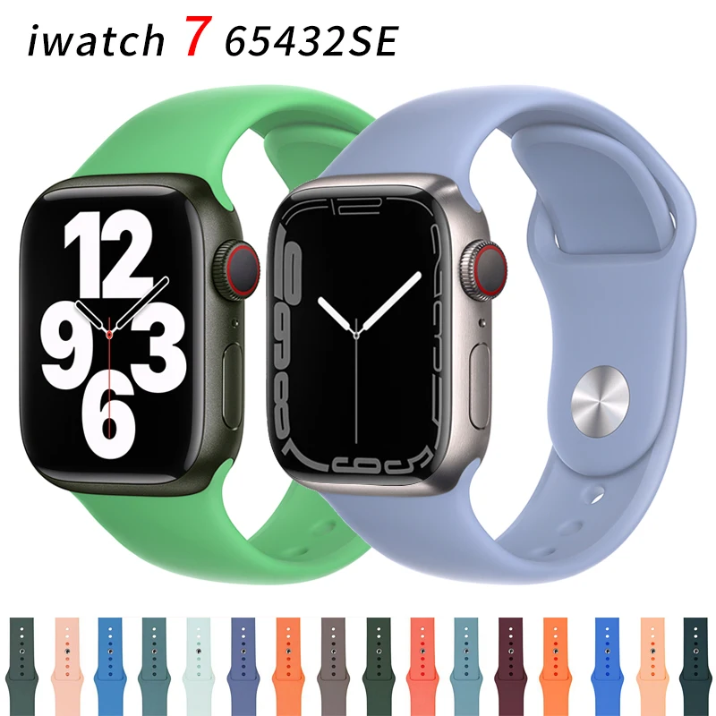 

Силиконовый ремешок для Apple watch band 44 мм 45 мм 42 мм, браслет для iWatch 40 мм 38 мм 41 мм, correa apple watch series 6 5 3 SE 7