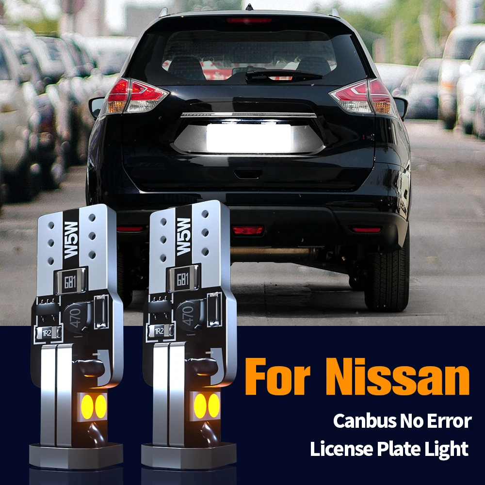 

2x LED License Plate Light W5W T10 For Nissan Pathfinder Patrol Qashqai Teana Terrano Tiida X-Trail Versa Frontier Quest Sentra