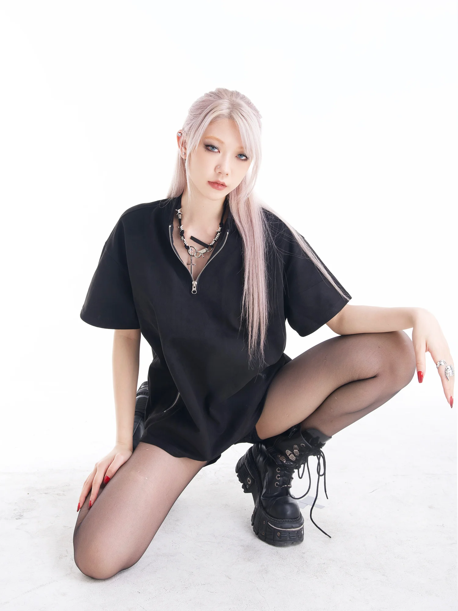 DETW24SS Original Australian Suede Luxury Matte Short Shape Half Zip Unisex Design Sleeve T-Shirt Breathable Yout...