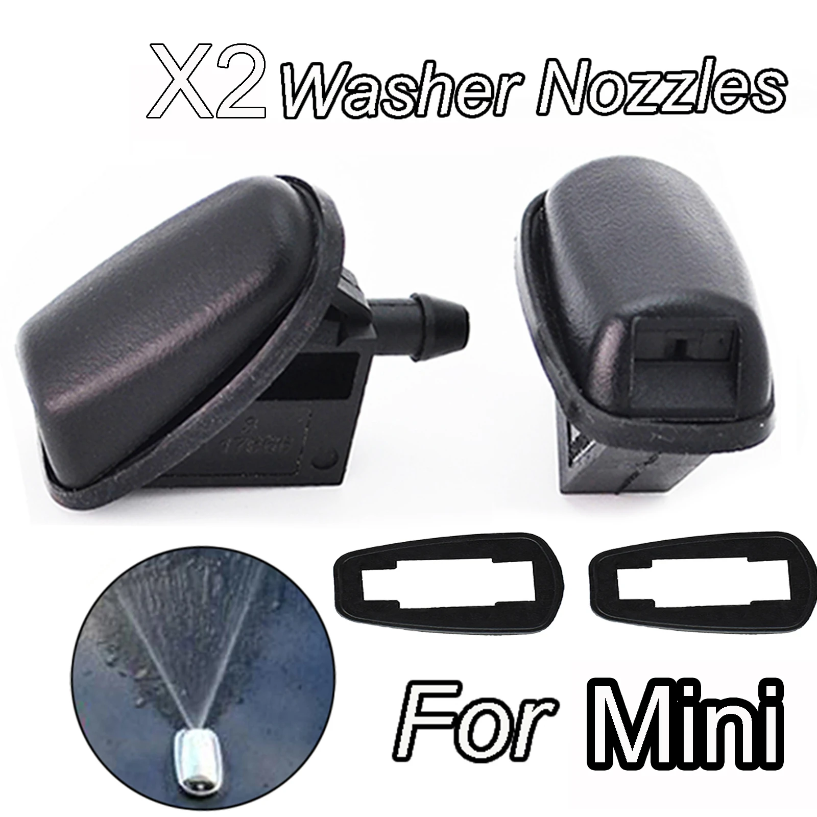 

2X Front Windshield Windscreen Washer Jet Nozzles Sprayer For Mini Cooper One R50 R52 R53 OE: 61667061614 61667061611