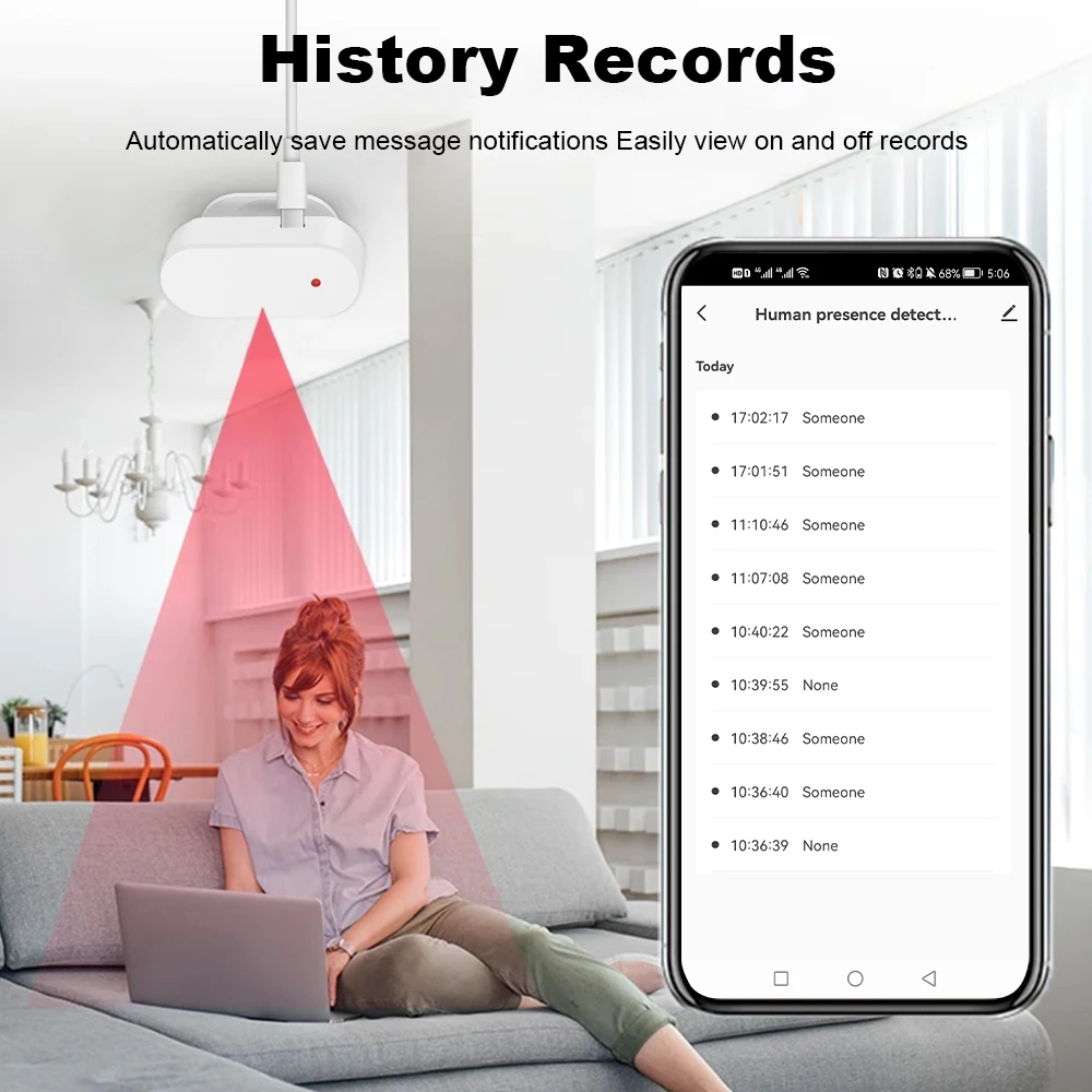 Датчик присутствия человека Tuya с Wi-Fi умный инфракрасный датчик 24G поддержкой