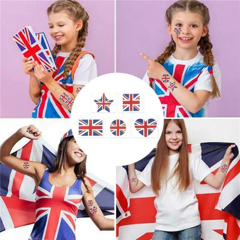 

Face Tattoos British Jubilee Red White Blue Tattoo Stickers Union Jack Flag