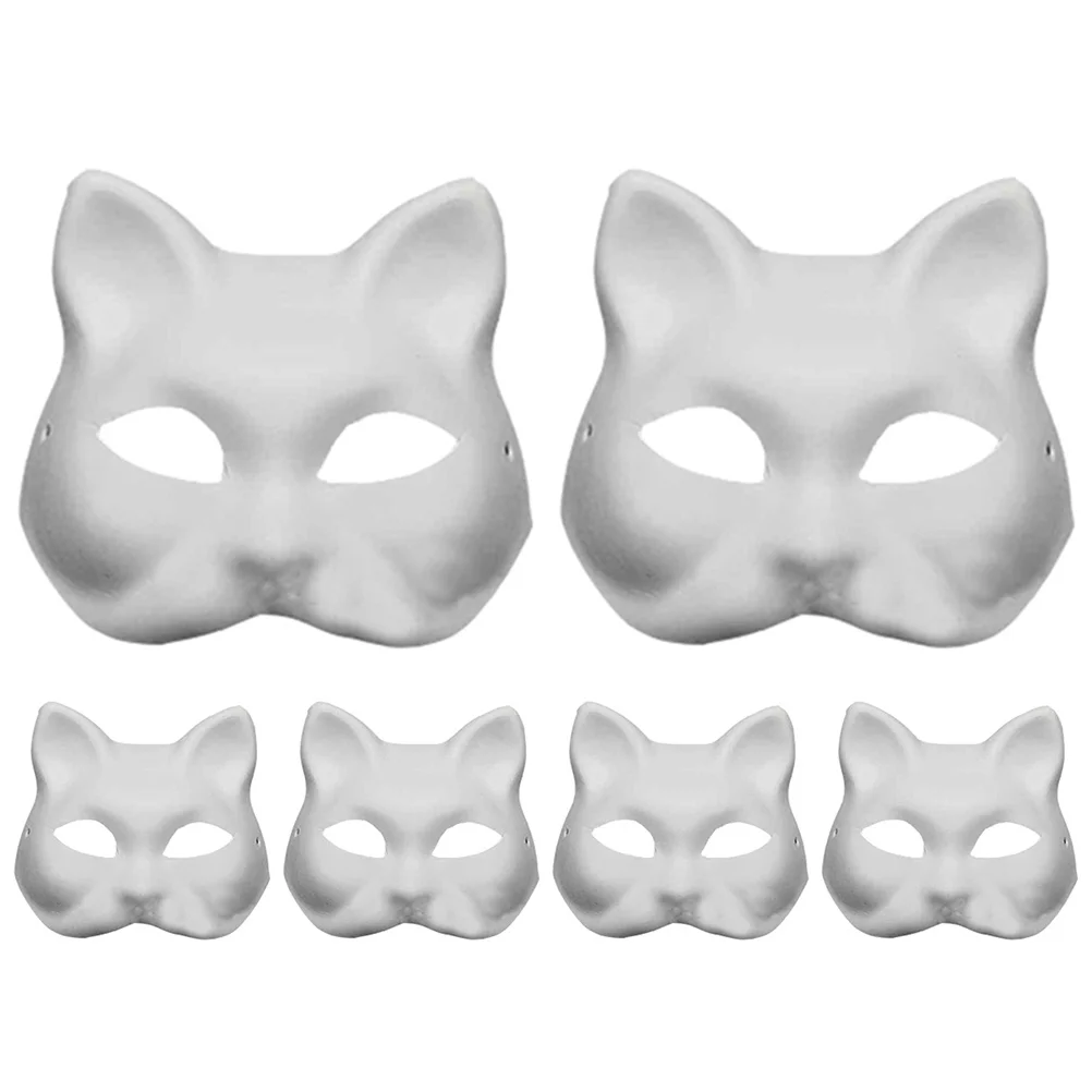 

DIY Cat Face Mask Halloween Paintable Blank Masks Decorate Masquerade Men Paper Unpainted Painting