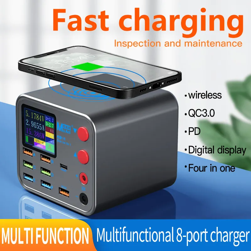 Maant DianBA NO.1 8 Ports Multi USB Charger Quick Charge 3.0 Qi Wireless Charger Fast Charging Station for Samsung iPhone Huawei