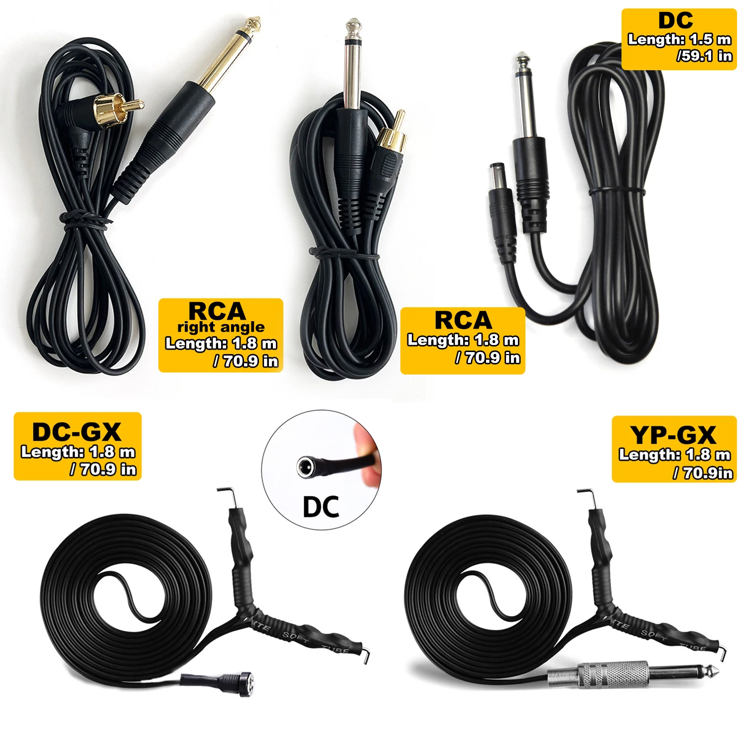 Шнур питания для татуировок с зажимом шнур RCA/DC кабелем линейный разъем