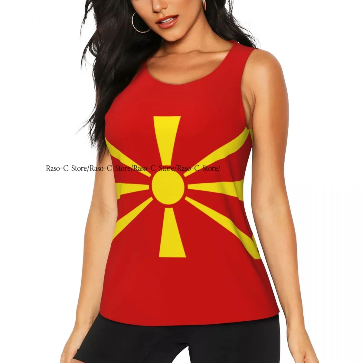 Женский повседневный спортивный жилет для йоги с флагом Северной Македонии