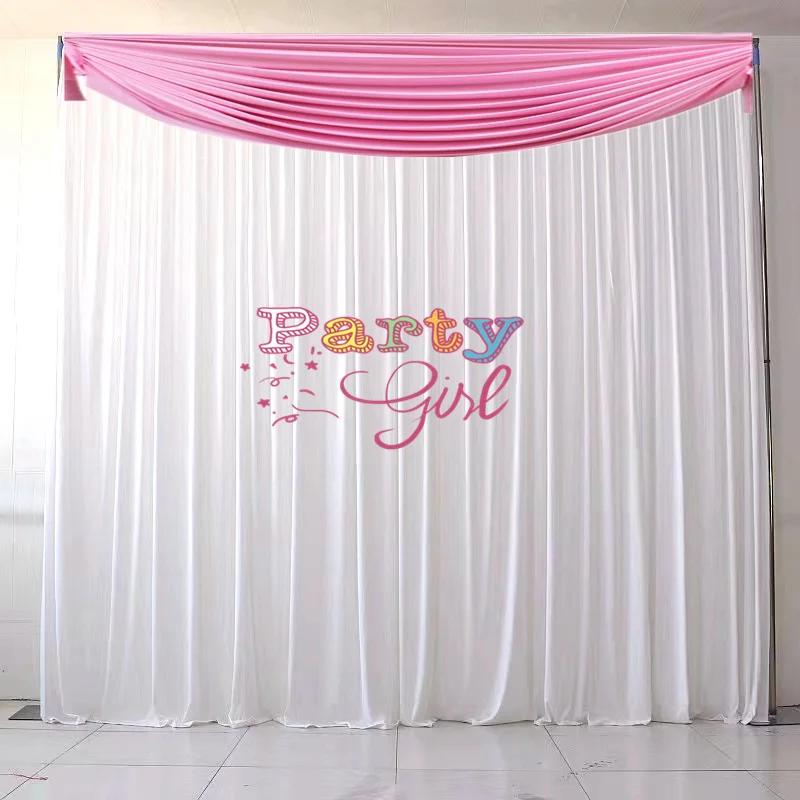 

3x3m 30 Colors Ice Silk Backdrop Curtain With Top Swag Drapery Wedding Stage Background Photo Booth Event Banquet Decoration