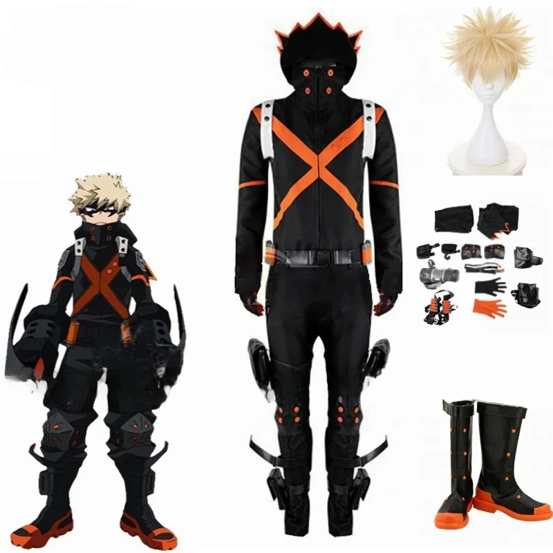 Аниме My Hero Academia World Heroes Mission Katsuki Bakugou Косплей Костюм Boku No Парик Обувь Хэллоуин